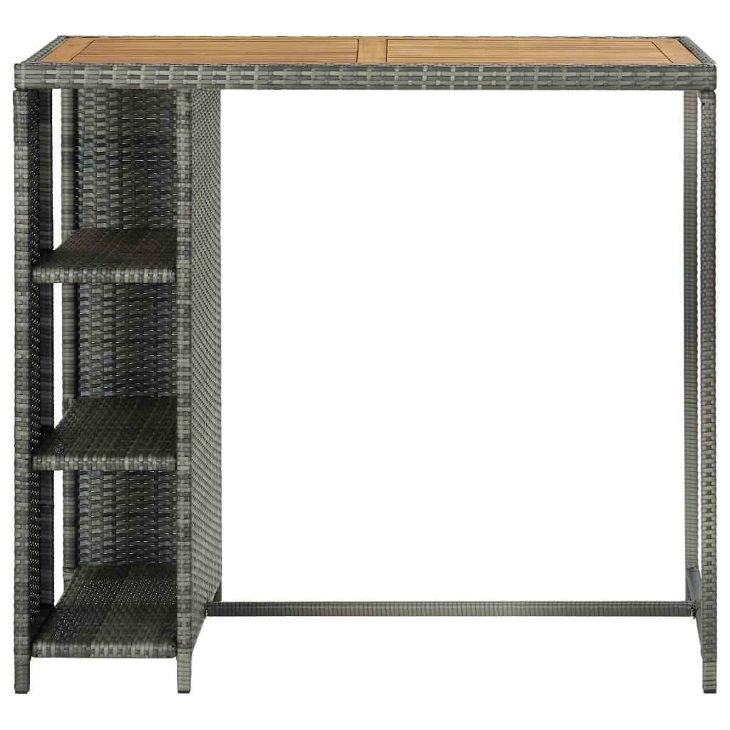 Barbord Med Oppbevaringsstativ Grå 120X60X110 Cm Polyrotting