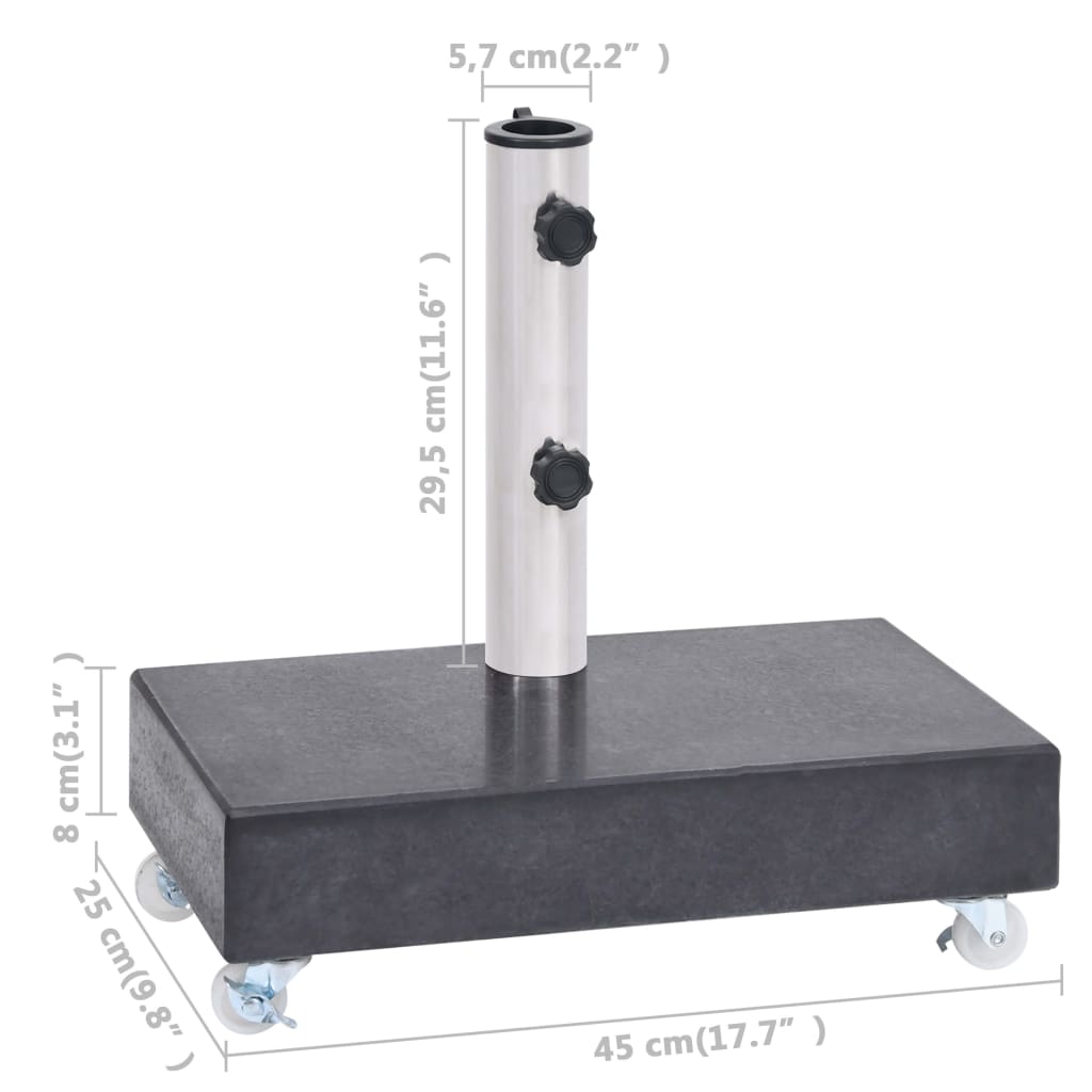 Parasollfot Svart 45X25X8 Cm Granitt