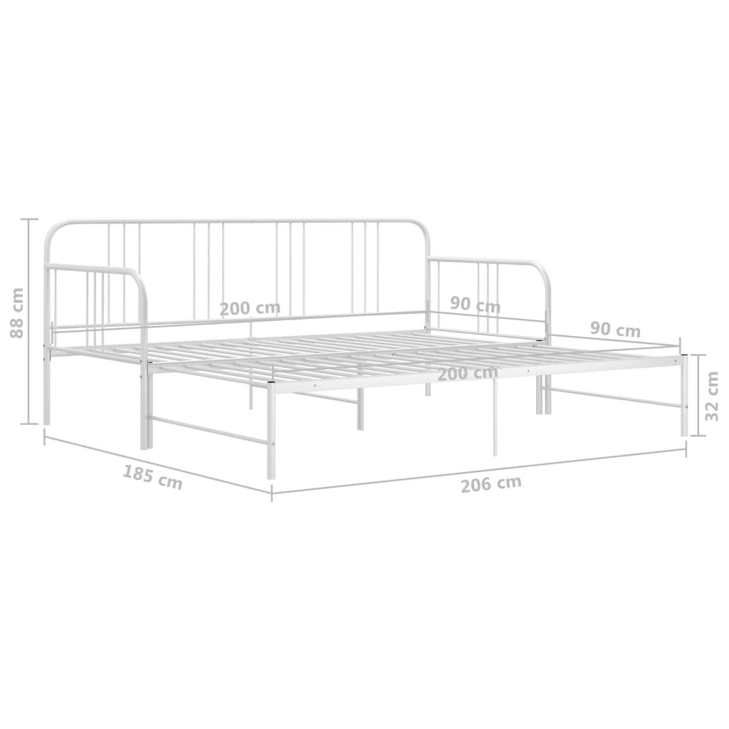 Uttrekkbar Ramme Til Sovesofa Hvit Metall 90X200 Cm
