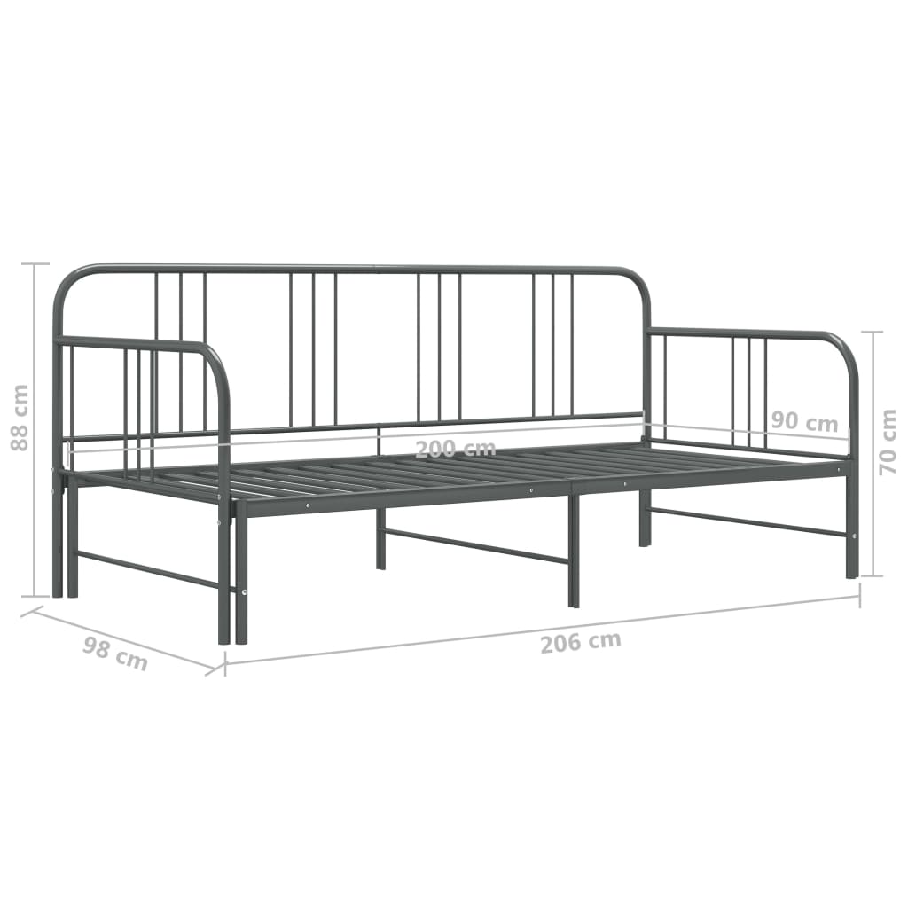 Uttrekkbar Ramme Til Sovesofa Grå Metall 90X200 Cm