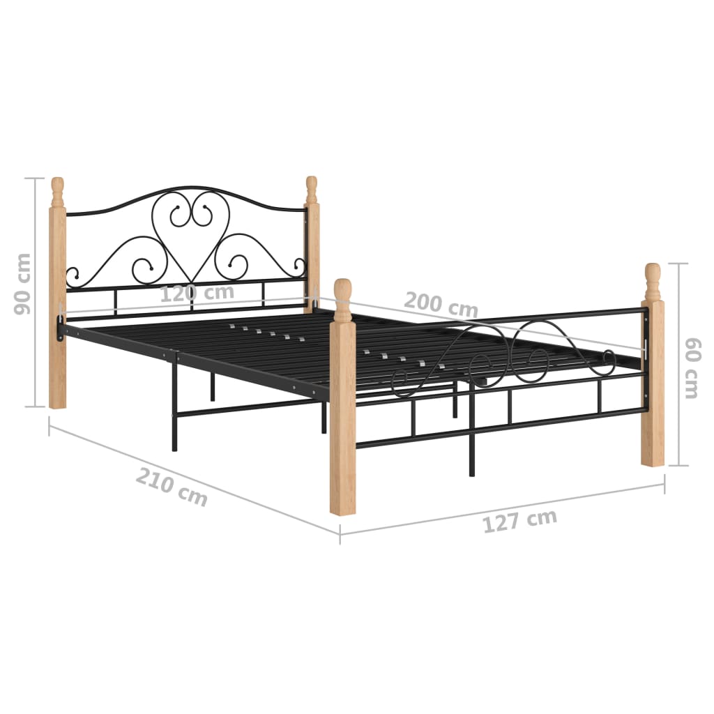 Sengeramme Svart Metall 120X200 Cm
