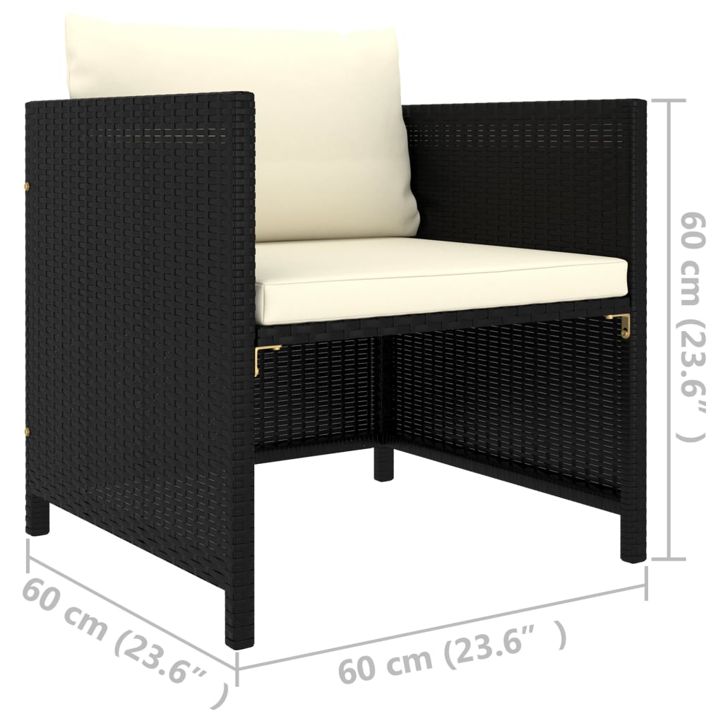 Hagesofa Med Puter Polyrotting Svart