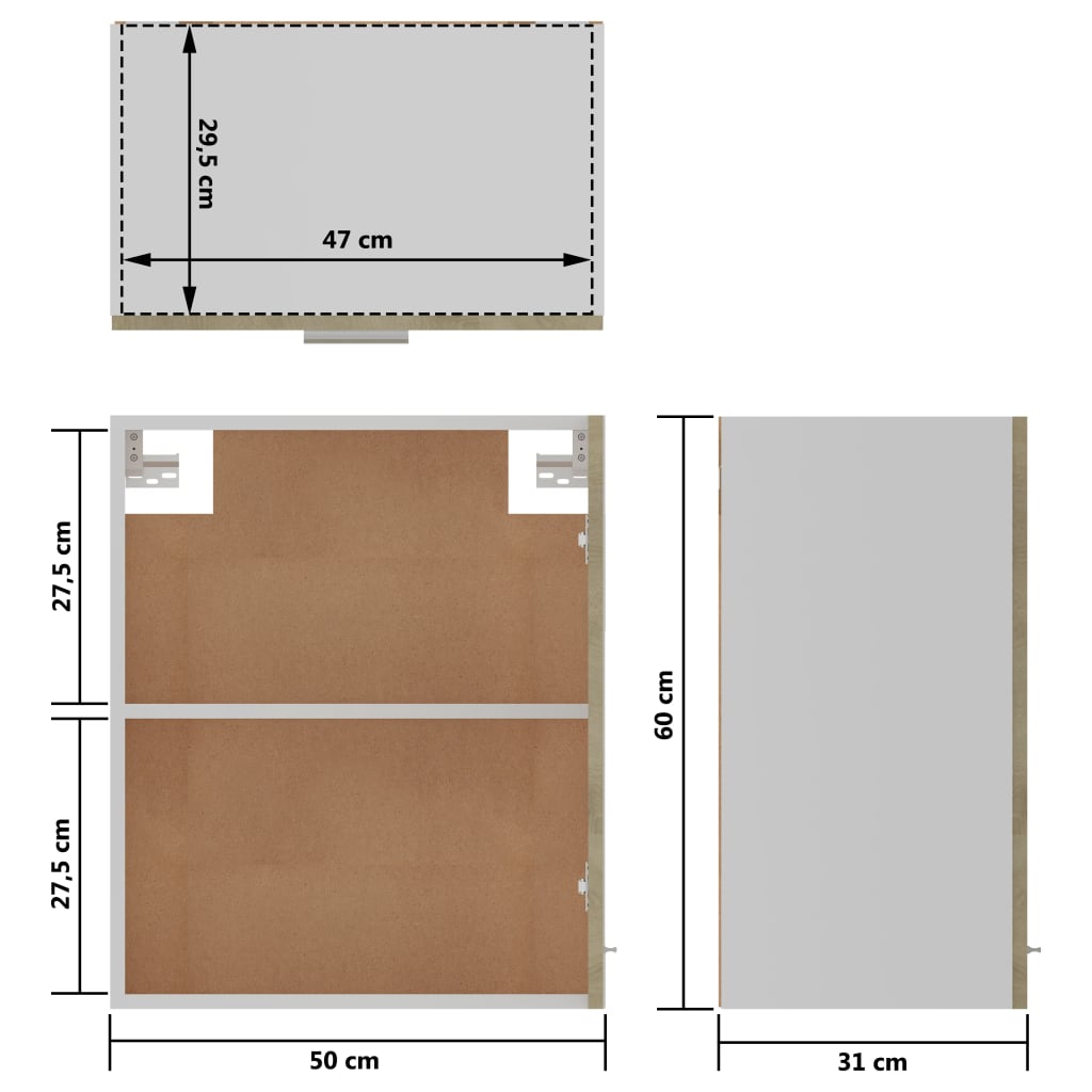 Hengende Skap &quot;Lyon&quot; 2 Stk Sonoma Eik 50X31X60 Cm
