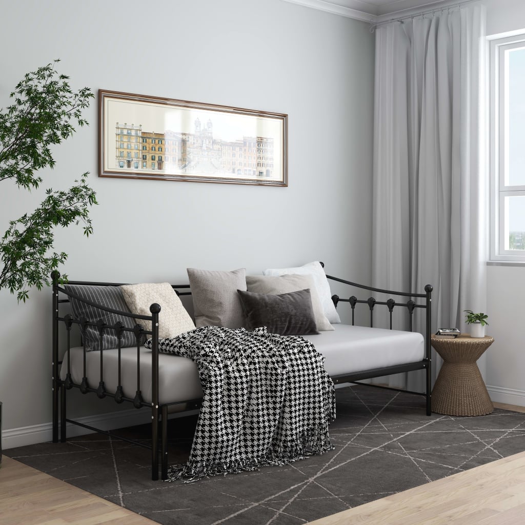 Uttrekkbar Ramme Til Sovesofa Svart Metall 90X200 Cm