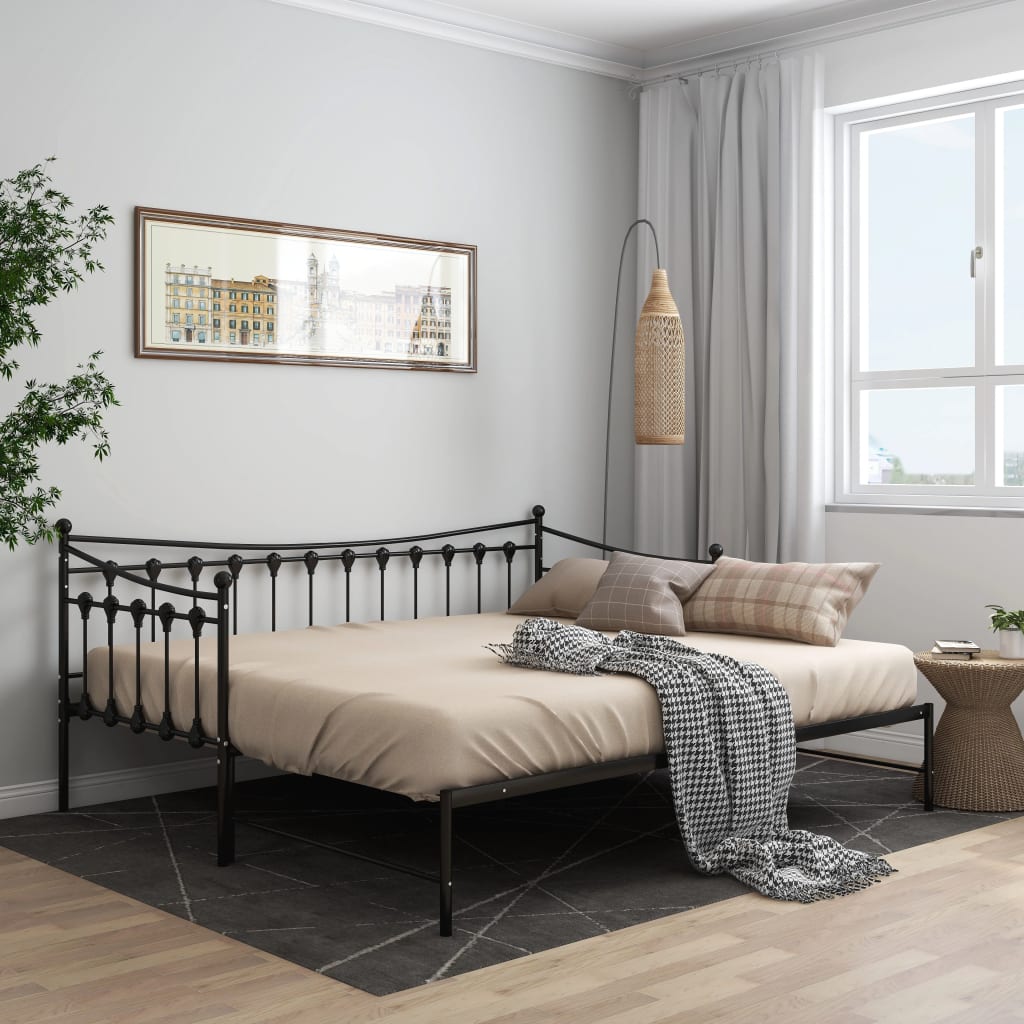 Uttrekkbar Ramme Til Sovesofa Svart Metall 90X200 Cm