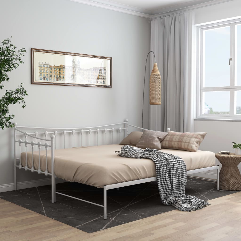 Uttrekkbar Ramme Til Sovesofa Hvit Metall 90X200 Cm