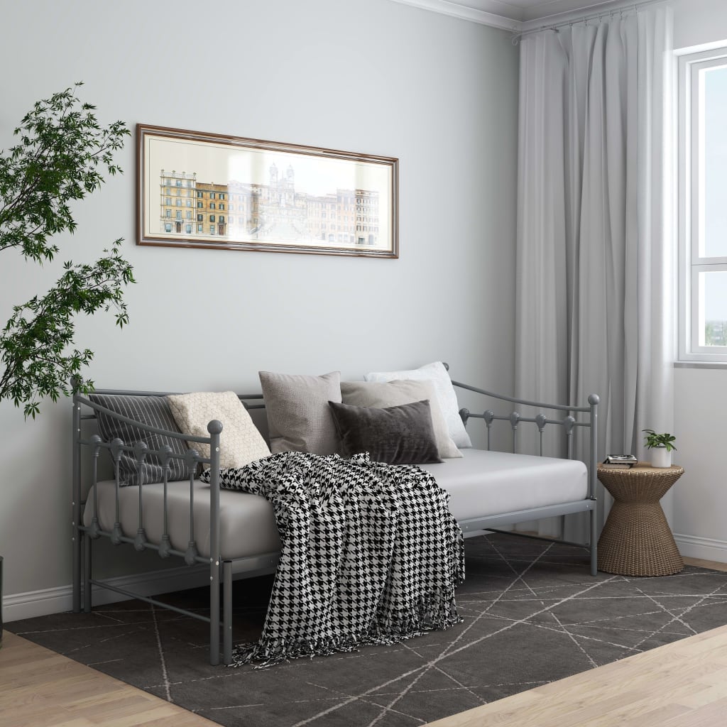 Uttrekkbar Ramme Til Sovesofa Grå Metall 90X200 Cm