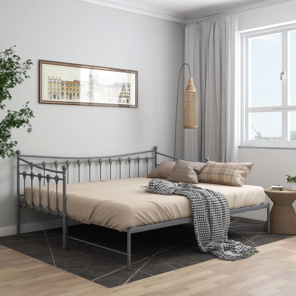 Uttrekkbar Ramme Til Sovesofa Grå Metall 90X200 Cm