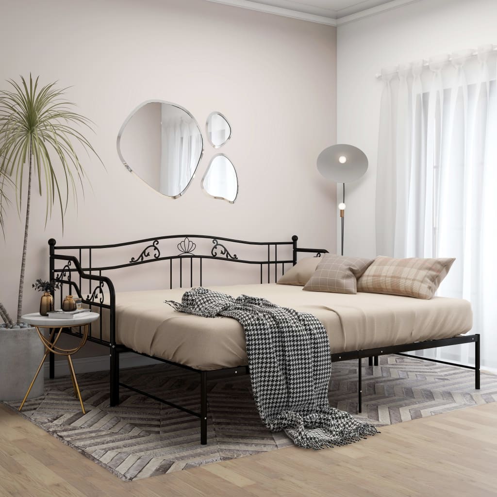 Uttrekkbar Ramme Til Sovesofa Svart Metall 90X200 Cm