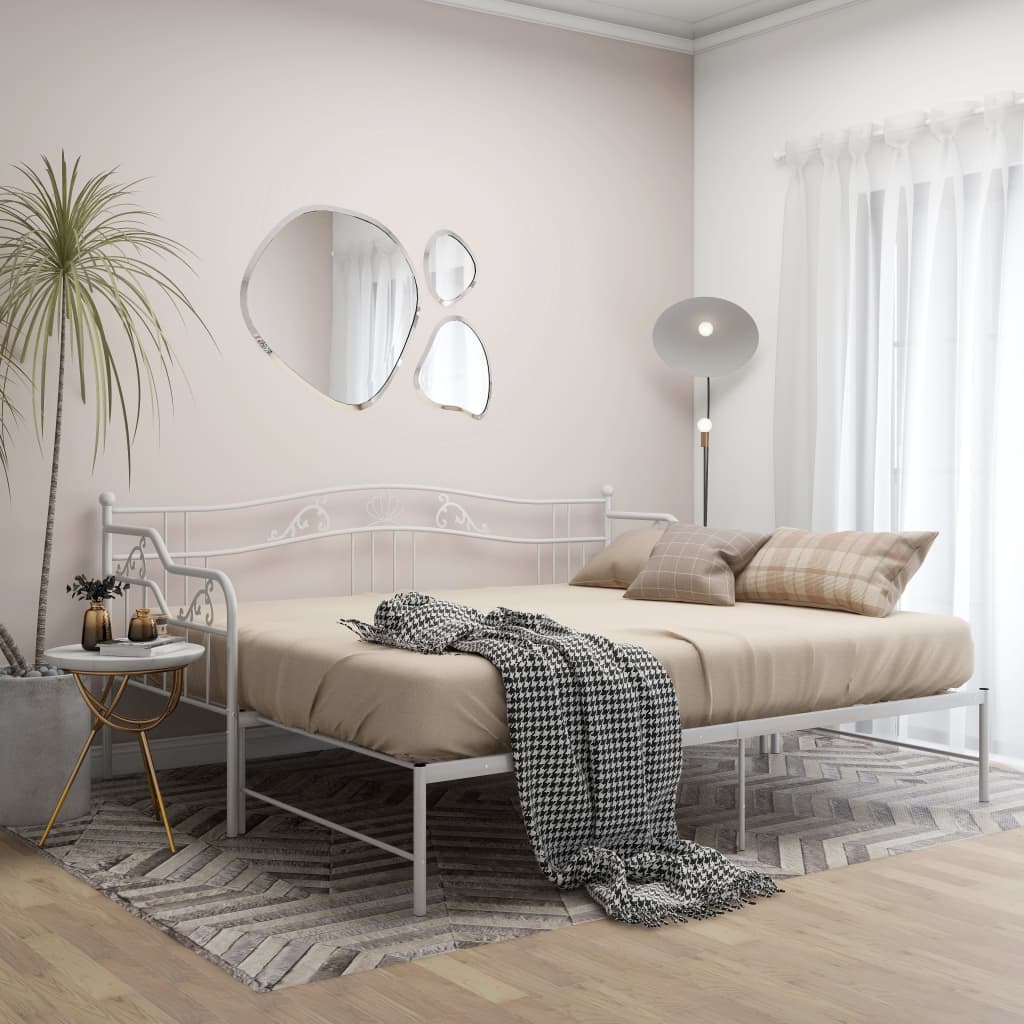 Uttrekkbar Ramme Til Sovesofa Hvit Metall 90X200 Cm