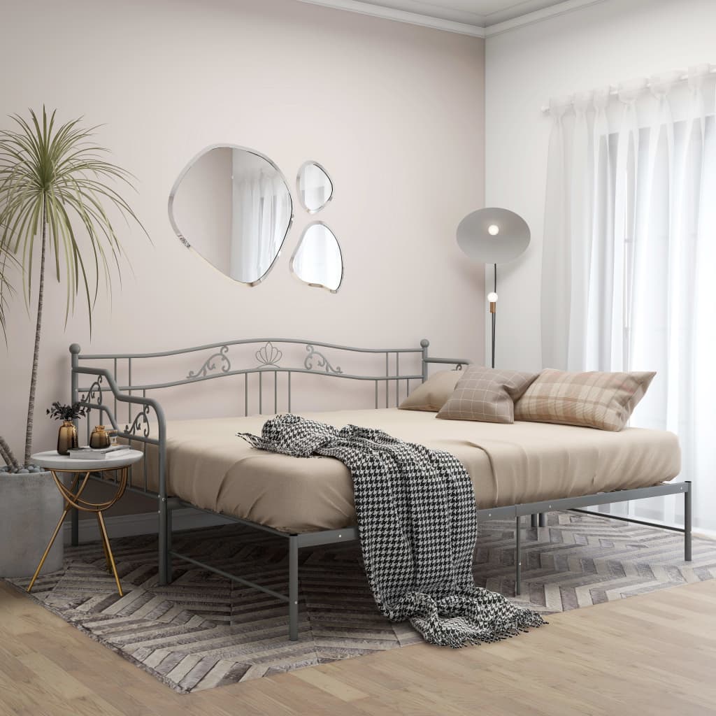 Uttrekkbar Ramme Til Sovesofa Grå Metall 90X200 Cm