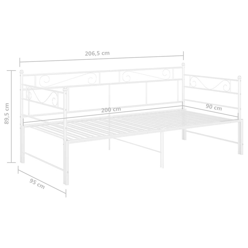 Uttrekkbar Ramme Til Sovesofa Hvit Metall 90X200 Cm