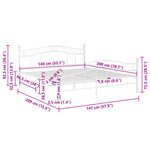 Sengeramme Hvit Metall 140X200 Cm