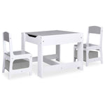 Barnebord Med 2 Stoler Hvit Mdf