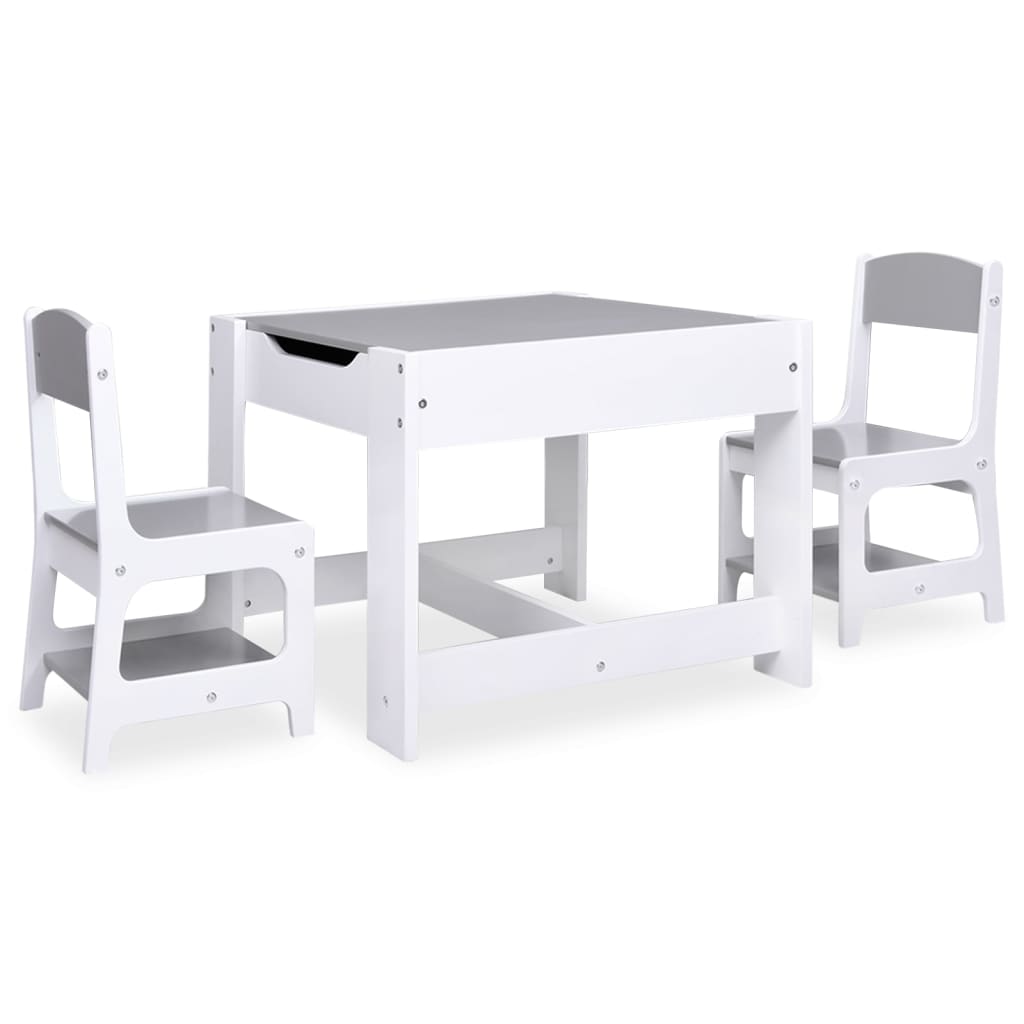 Barnebord Med 2 Stoler Hvit Mdf