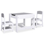 Barnebord Med 2 Stoler Hvit Mdf