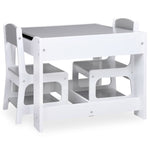 Barnebord Med 2 Stoler Hvit Mdf