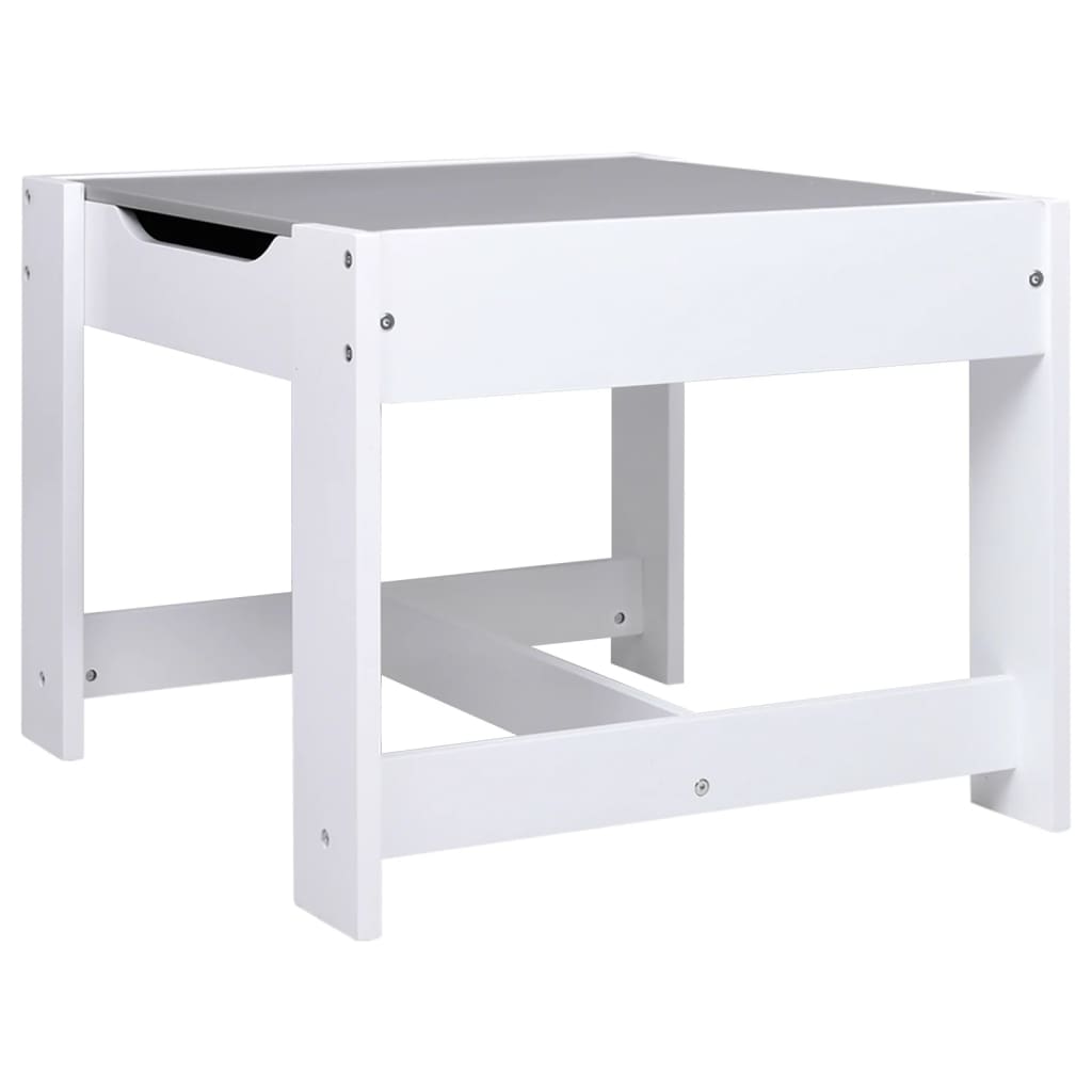 Barnebord Med 2 Stoler Hvit Mdf