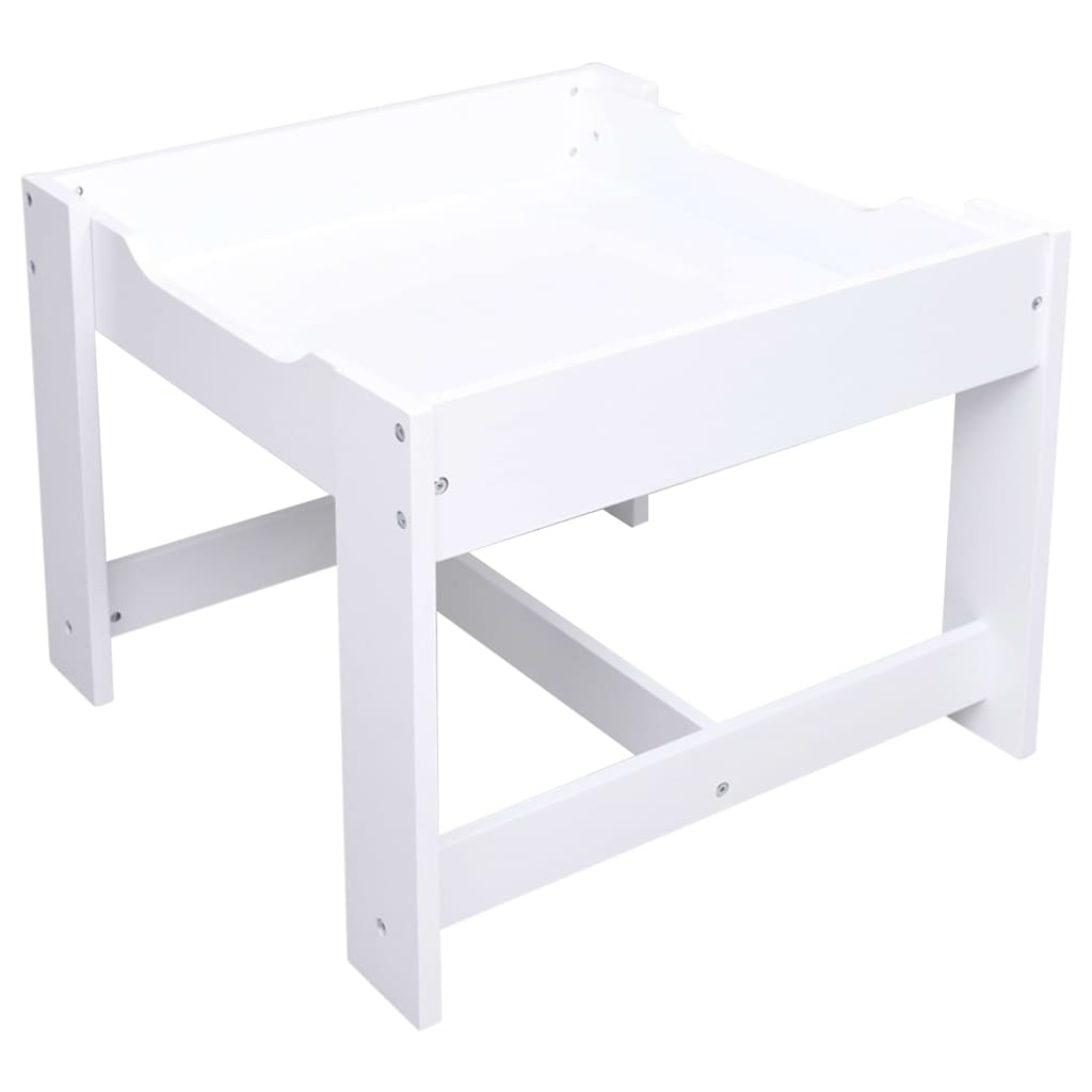 Barnebord Med 2 Stoler Hvit Mdf