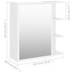 Speilskap Til Baderom Hvit 62,5X20,5X64 Cm Konstruert Tre