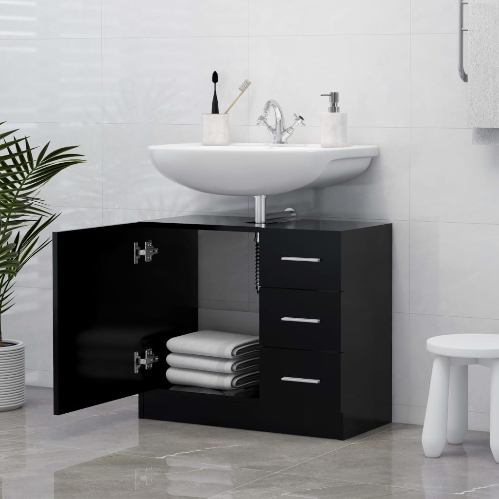 Servantskap Svart 63X30X54 Cm Konstruert Tre