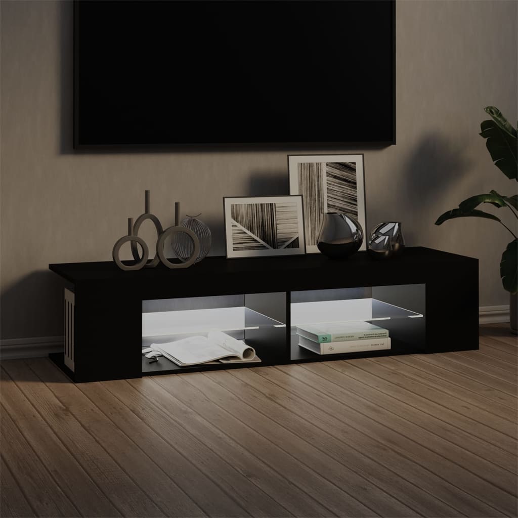 Tv-Benk Med Led-Lys Svart 135X39X30 Cm