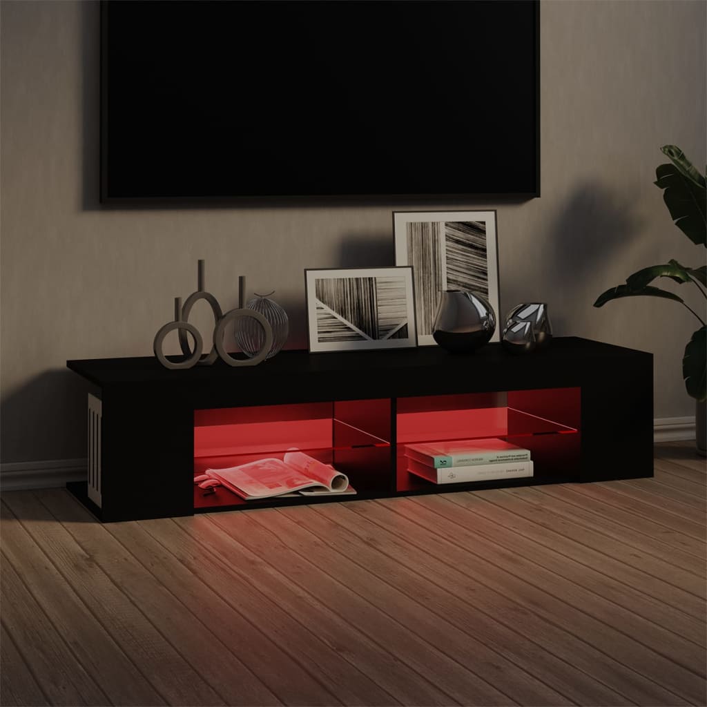Tv-Benk Med Led-Lys Svart 135X39X30 Cm