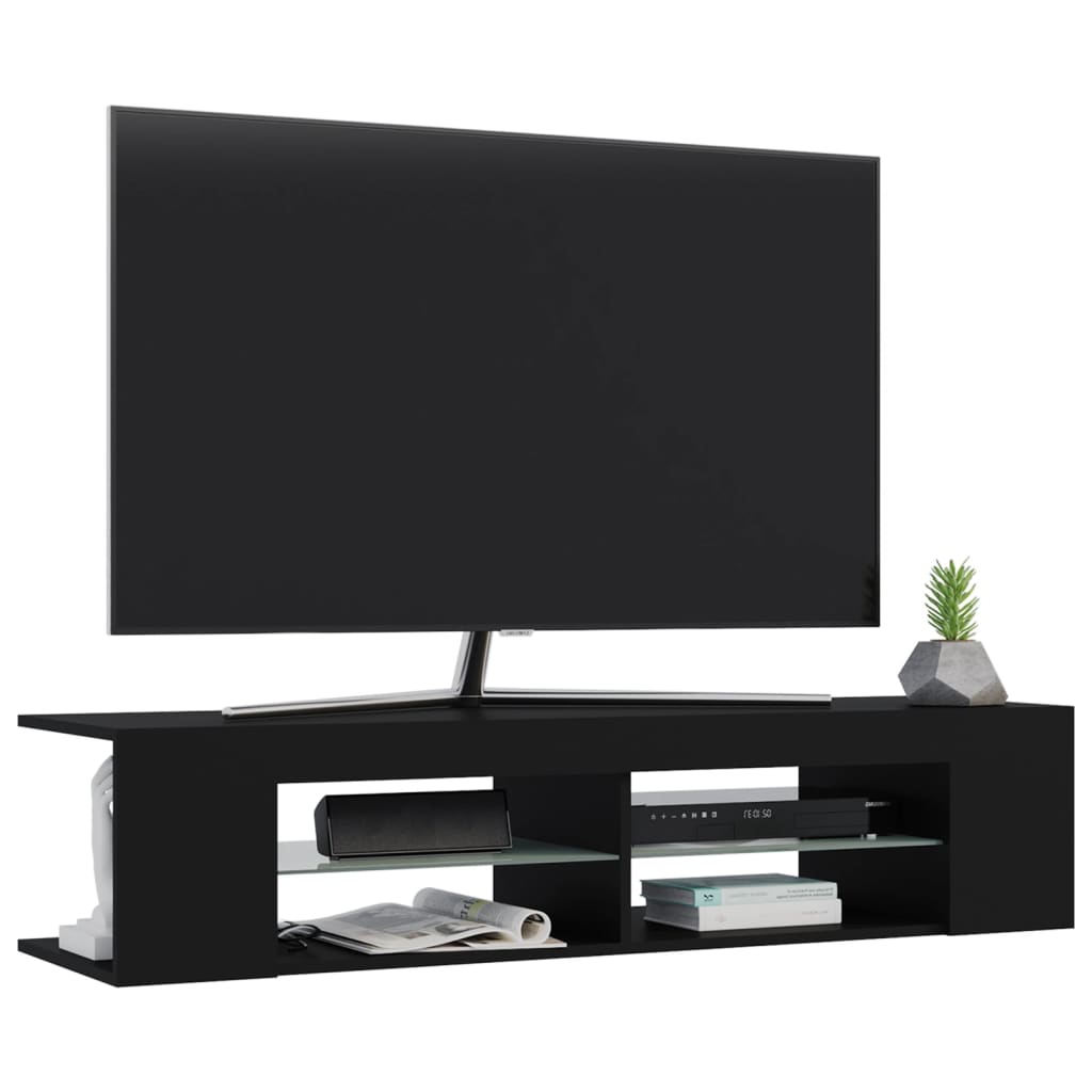 Tv-Benk Med Led-Lys Svart 135X39X30 Cm
