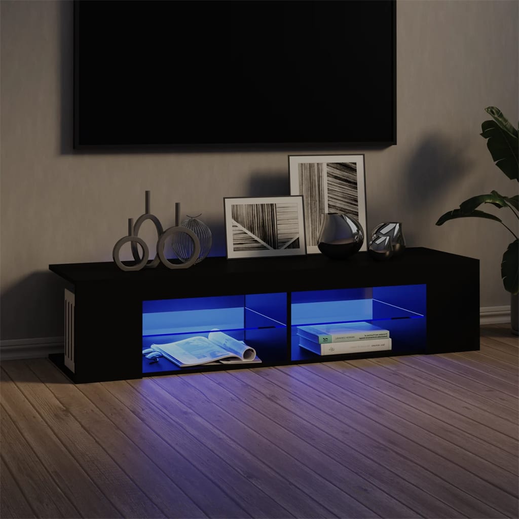 Tv-Benk Med Led-Lys Svart 135X39X30 Cm