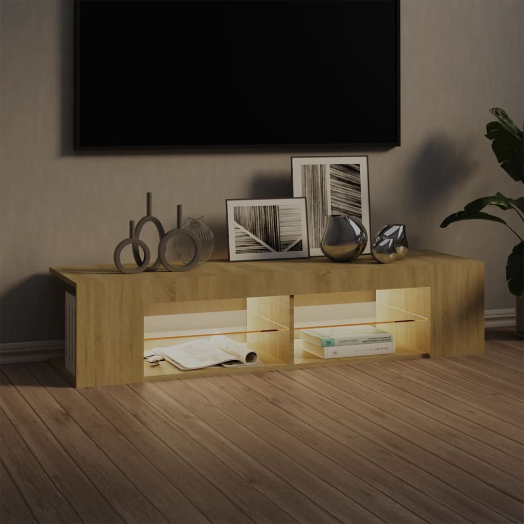 Tv-Benk Med Led-Lys Sonoma Eik 135X39X30 Cm