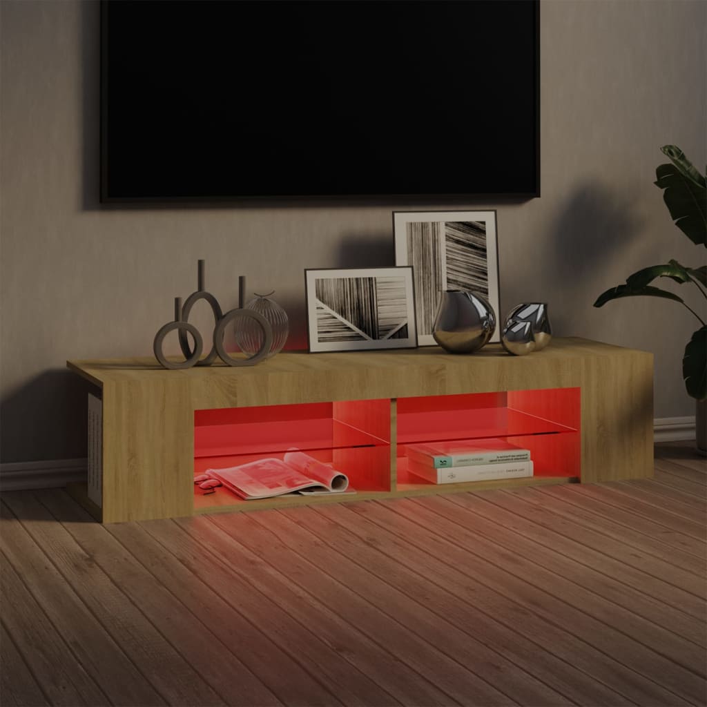Tv-Benk Med Led-Lys Sonoma Eik 135X39X30 Cm