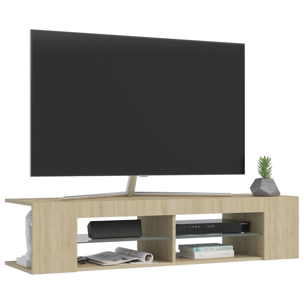 Tv-Benk Med Led-Lys Sonoma Eik 135X39X30 Cm