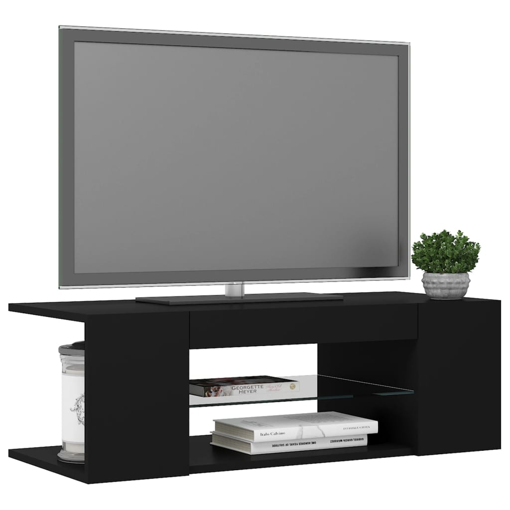 Tv-Benk Med Led-Lys Svart 90X39X30 Cm