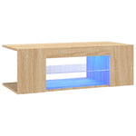 Tv-Benk Med Led-Lys Sonoma Eik 90X39X30 Cm