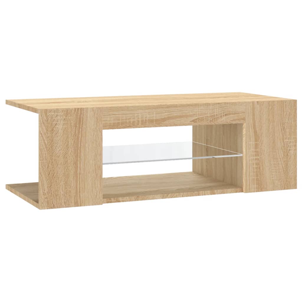 Tv-Benk Med Led-Lys Sonoma Eik 90X39X30 Cm