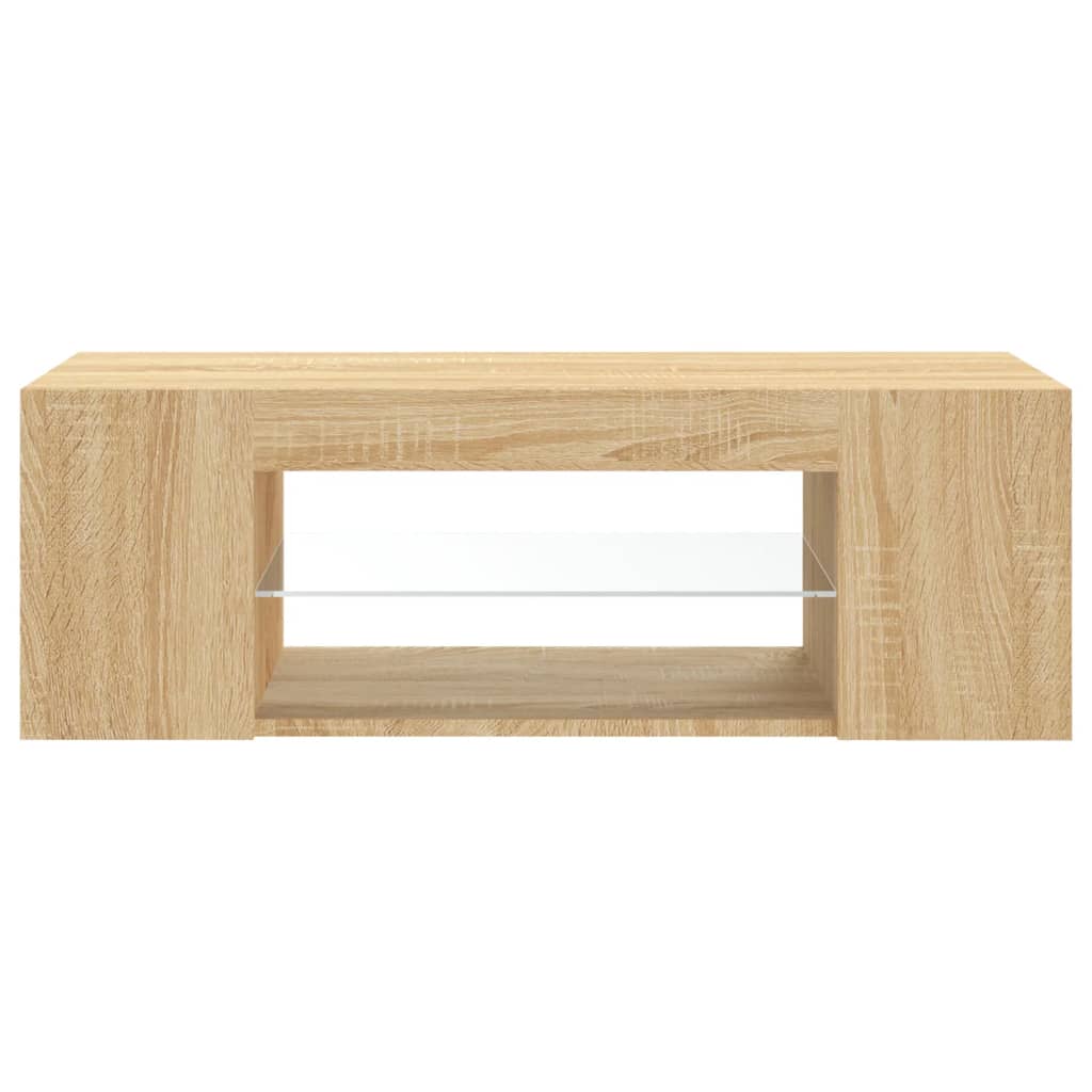 Tv-Benk Med Led-Lys Sonoma Eik 90X39X30 Cm