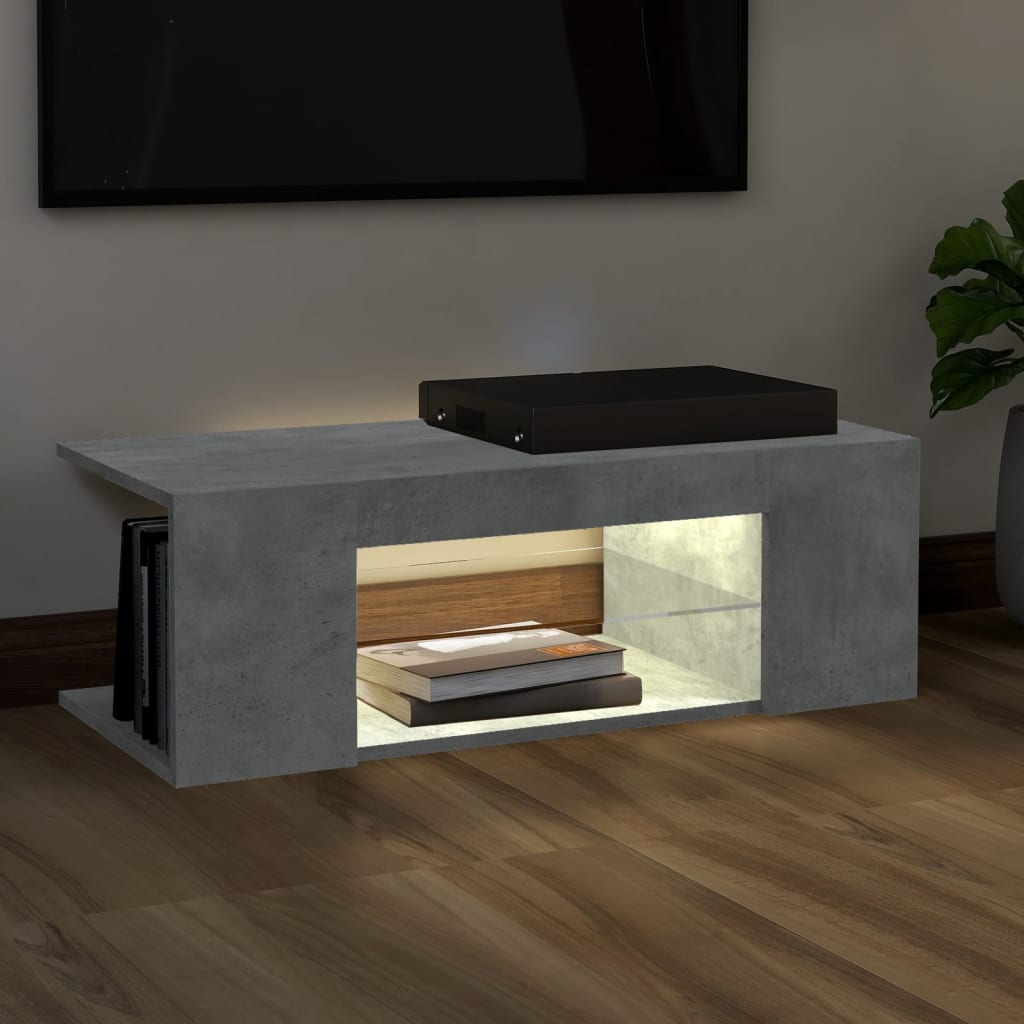 Tv-Benk Med Led-Lys Betonggrå 90X39X30 Cm