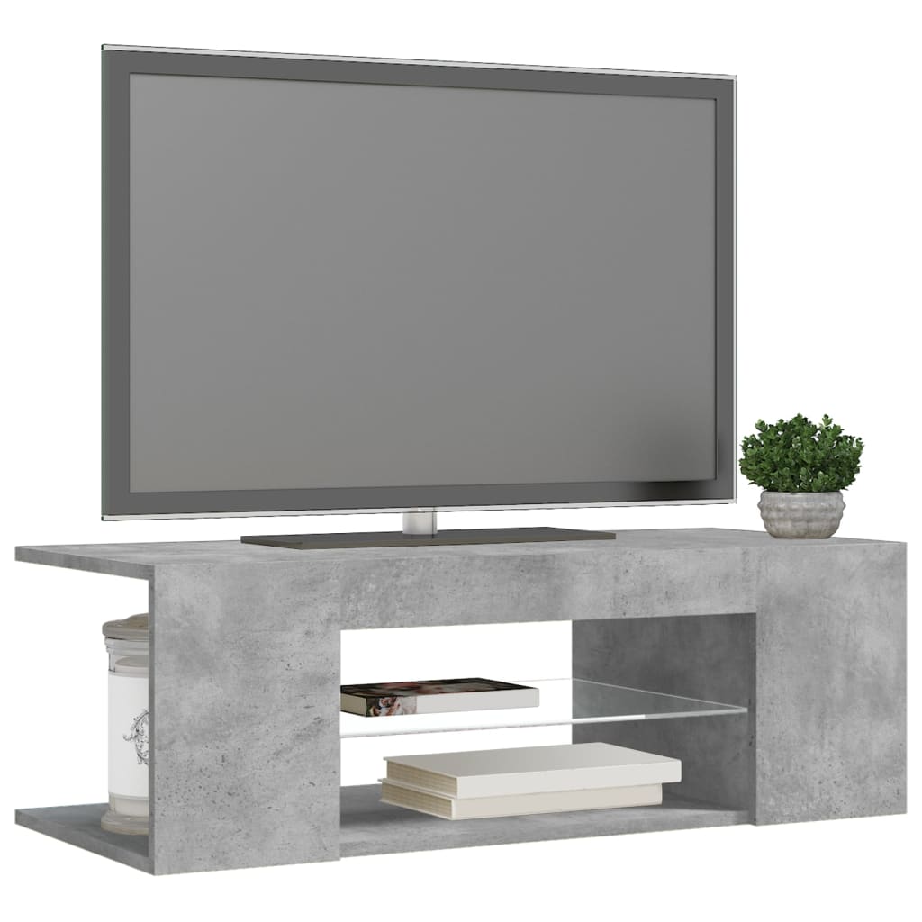 Tv-Benk Med Led-Lys Betonggrå 90X39X30 Cm