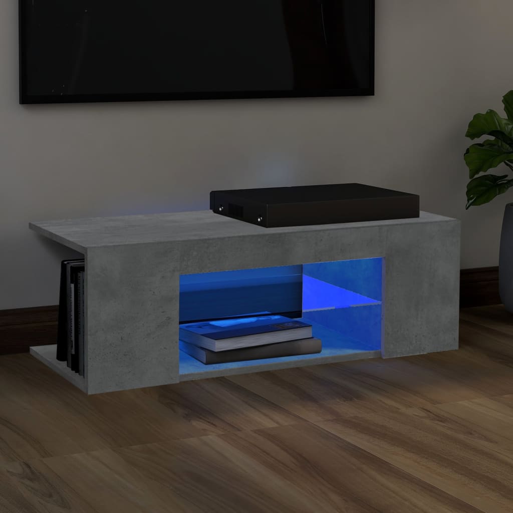 Tv-Benk Med Led-Lys Betonggrå 90X39X30 Cm