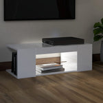 Tv-Benk Med Led-Lys Høyglans Hvit 90X39X30 Cm