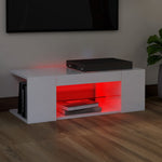 Tv-Benk Med Led-Lys Høyglans Hvit 90X39X30 Cm