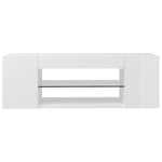 Tv-Benk Med Led-Lys Høyglans Hvit 90X39X30 Cm