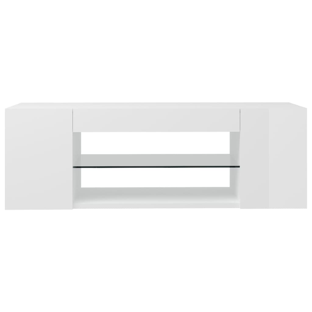 Tv-Benk Med Led-Lys Høyglans Hvit 90X39X30 Cm