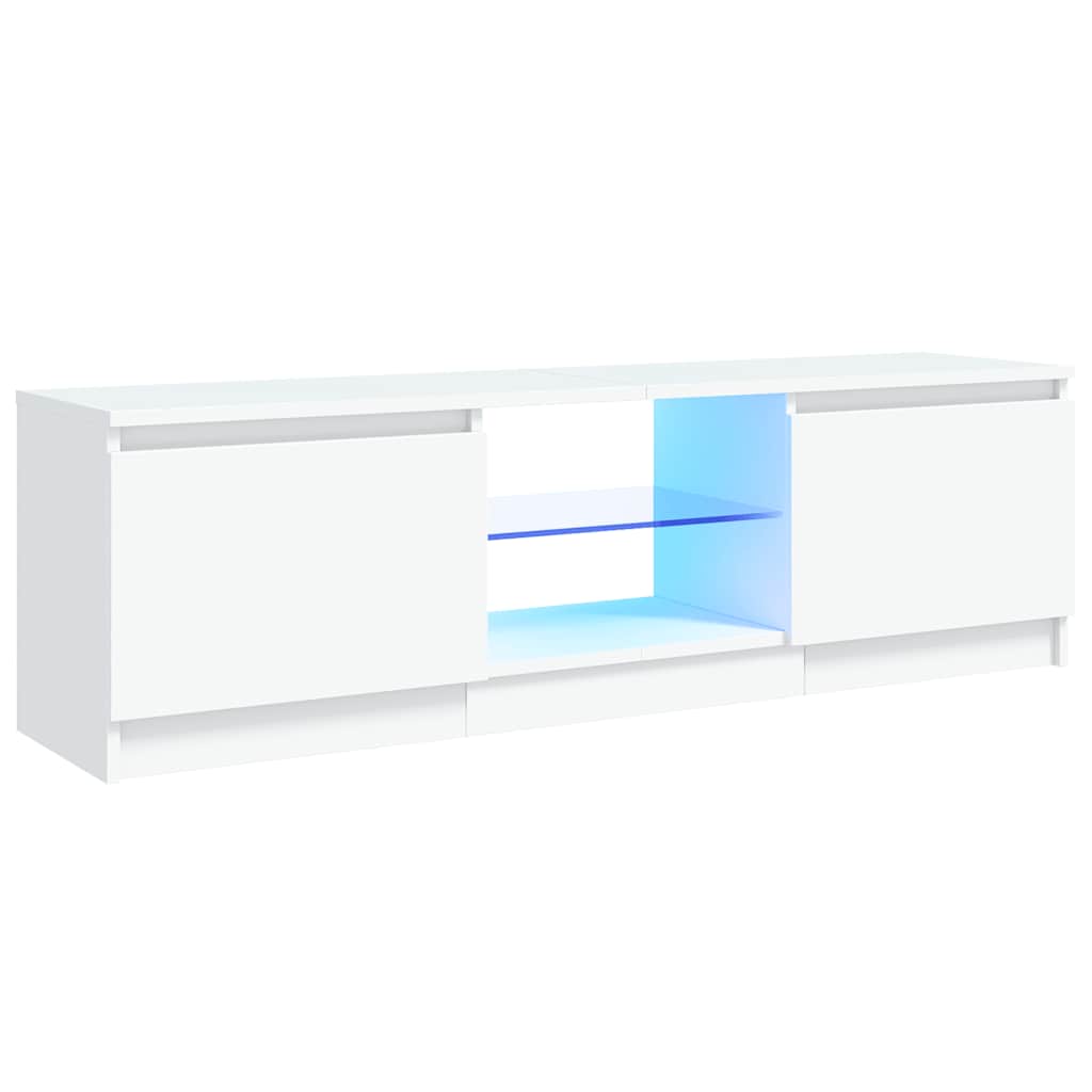 Tv-Benk Med Led-Lys Hvit 120X30X36 Cm