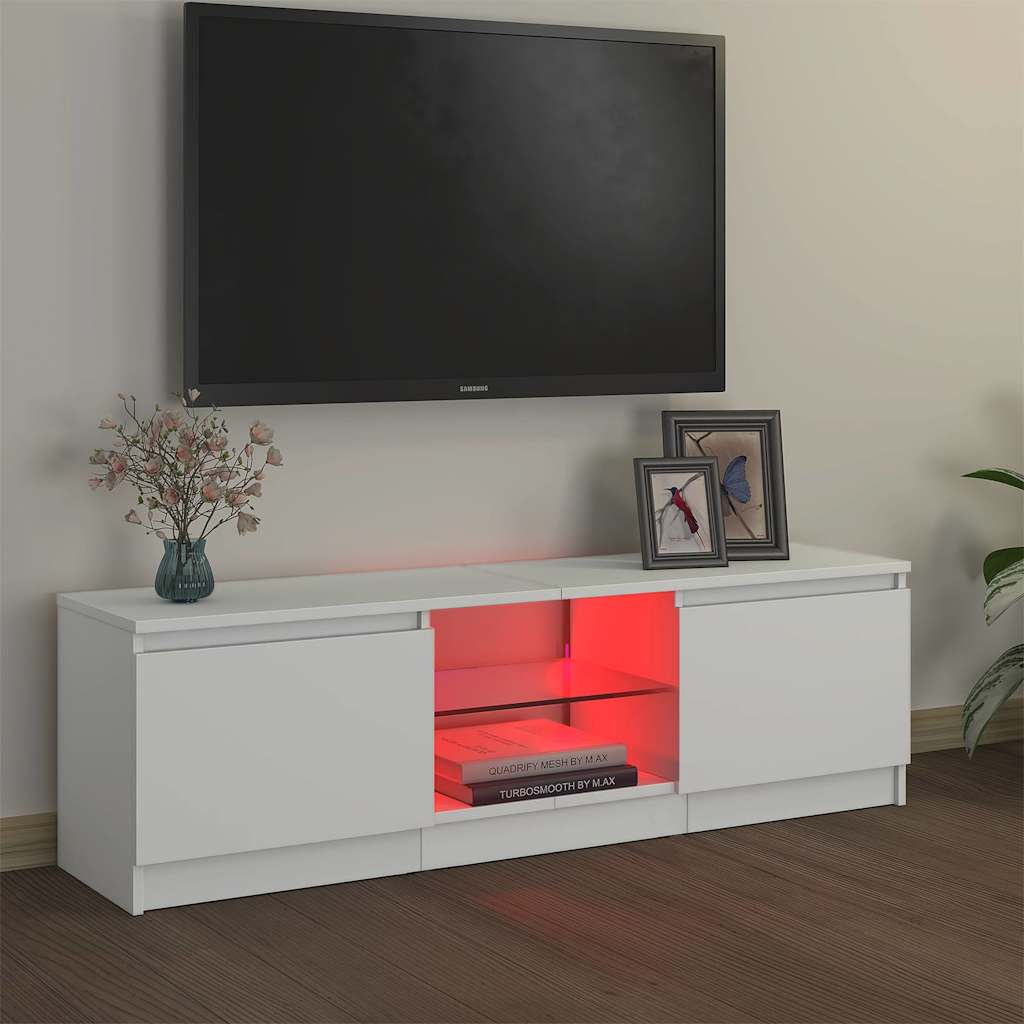 Tv-Benk Med Led-Lys Hvit 120X30X36 Cm