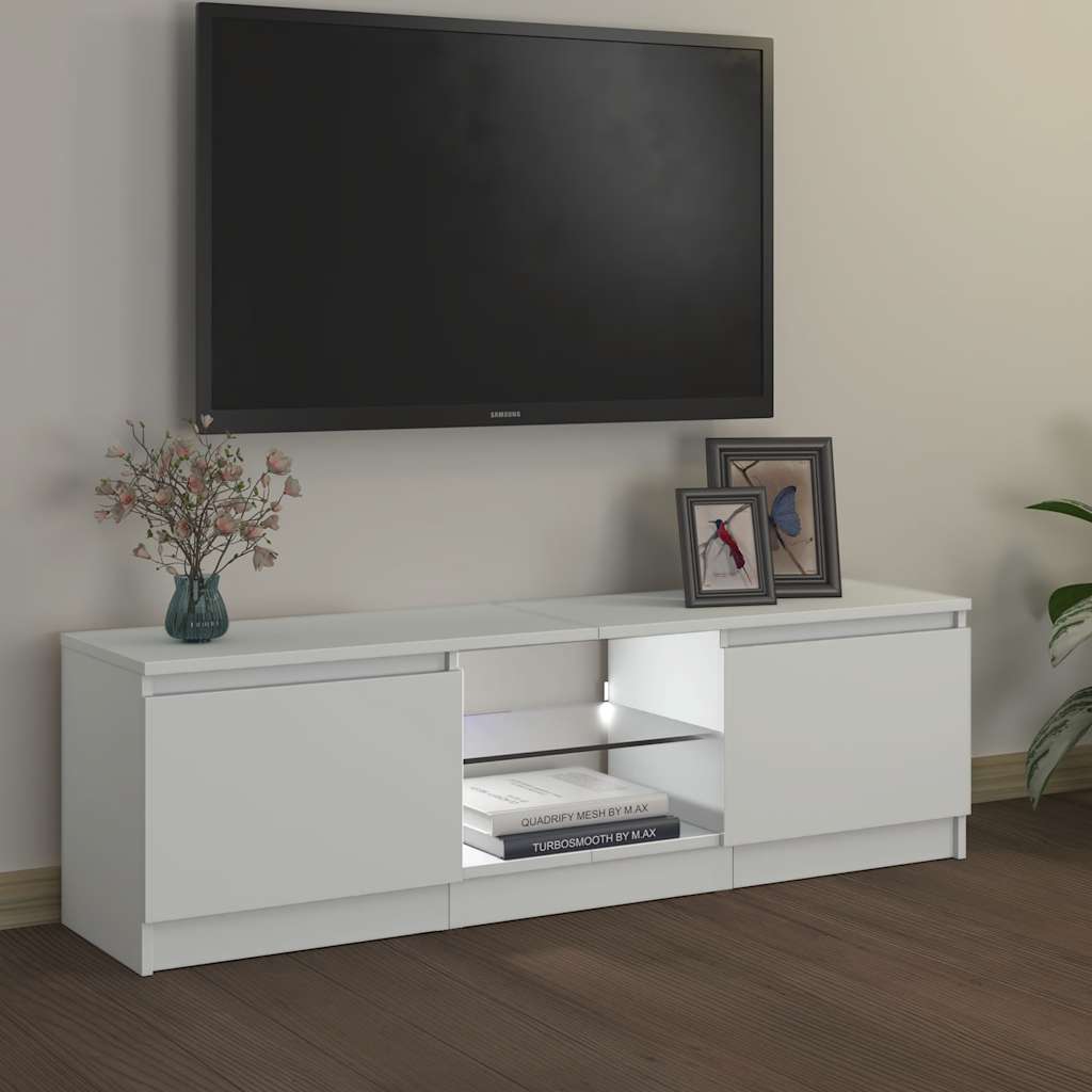 Tv-Benk Med Led-Lys Hvit 120X30X36 Cm