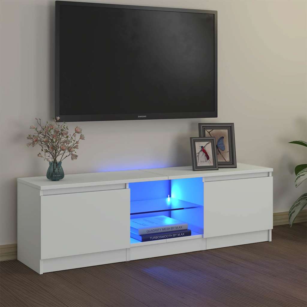Tv-Benk Med Led-Lys Hvit 120X30X36 Cm