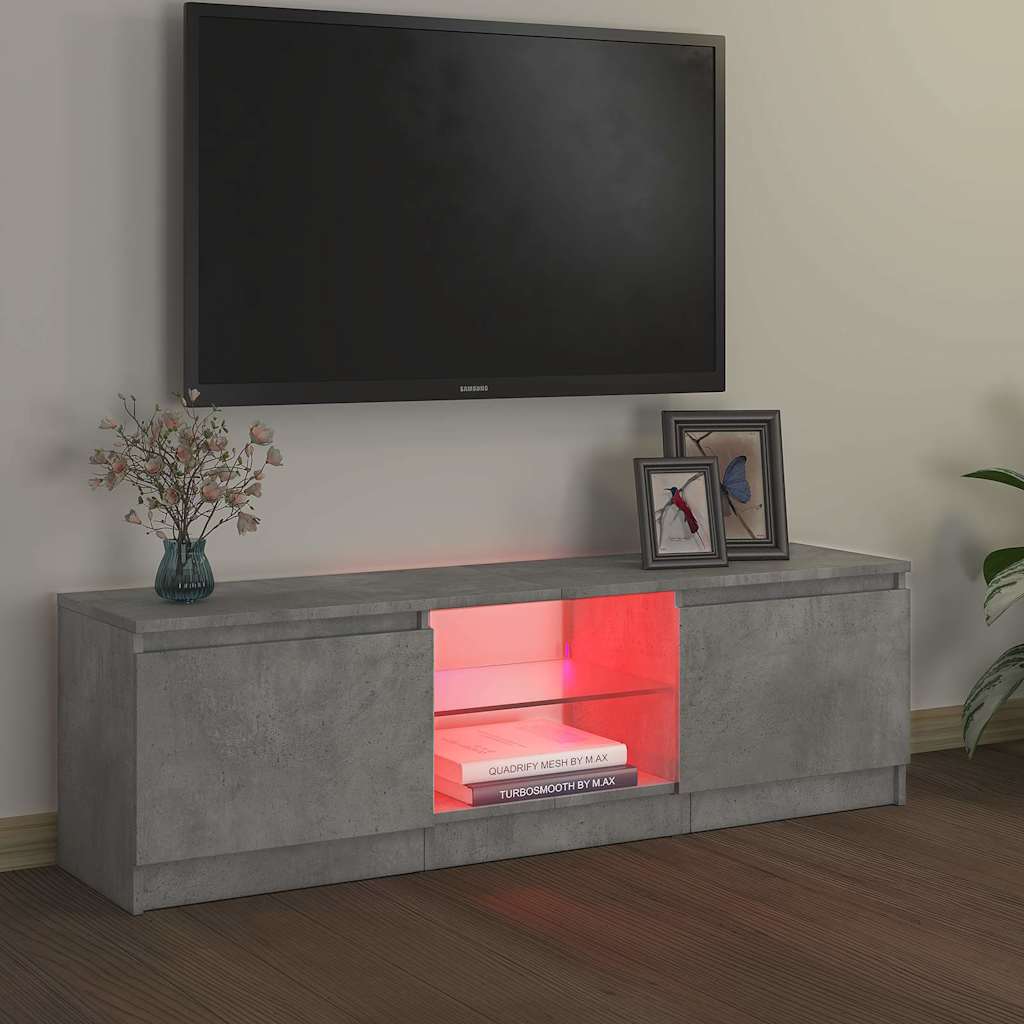 Tv-Benk Med Led-Lys Betonggrå 120X30X36 Cm