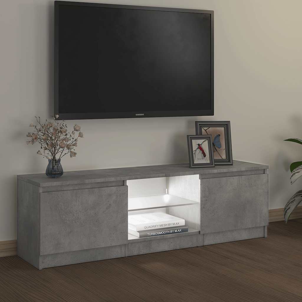 Tv-Benk Med Led-Lys Betonggrå 120X30X36 Cm