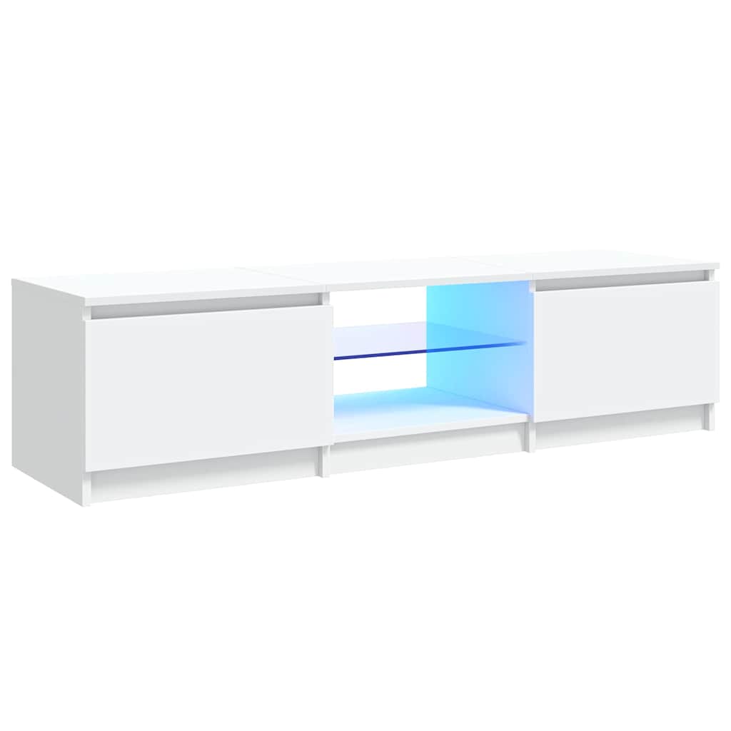 Tv-Benk Med Led-Lys Hvit 140X40X36 Cm